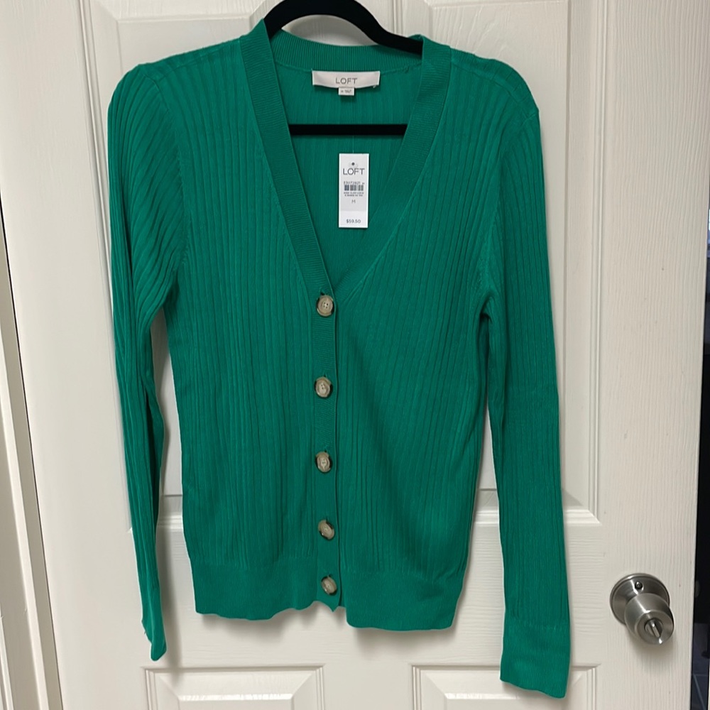 NWT Kelly green lightweight Loft cardigan